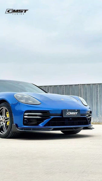 Porsche Panamera 971.2 Turbo/Turbo S 2021 2022 2023 (not all Turbo S has the same bumper, please make sure you have the same bumper as pictured) with Aftermarket Parts - Front Lip Splitter Pre-preg Carbon Fiber / FRP from CMST Tuning