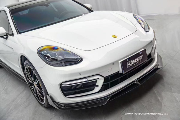 Porsche Panamera 971.2 Turbo/Turbo S 2021 2022 2023 (not all Turbo S has the same bumper, please make sure you have the same bumper as pictured) with Aftermarket Parts - Front Lip Splitter Pre-preg Carbon Fiber / FRP from CMST Tuning