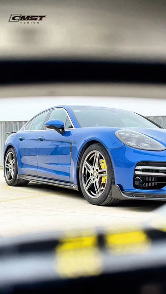 Porsche Panamera 971 971.1 RWD/Base/4/4S/GTS/Turbo/Turbo S 2017 2018 2019 2020 & Panamera 971 971.2 RWD/Base/4/4S/GTS/Turbo/Turbo S 2021 2022 2023 with Aftermarket Parts - Side Skirts Pre-preg Carbon Fiber / FRP from CMST Tuning