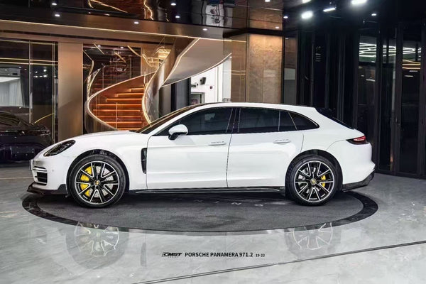 Porsche Panamera 971 971.1 RWD/Base/4/4S/GTS/Turbo/Turbo S 2017-2020 & Panamera 971 971.2 RWD/Base/4/4S/GTS/Turbo/Turbo S 2021-2023 with Aftermarket Parts - V2 Style Pre-preg Carbon & FRP Side Skirts from CMST Tuning
