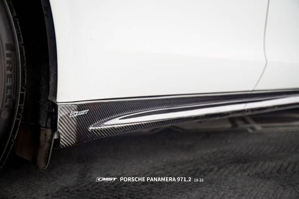 Porsche Panamera 971 971.1 RWD/Base/4/4S/GTS/Turbo/Turbo S 2017-2020 & Panamera 971 971.2 RWD/Base/4/4S/GTS/Turbo/Turbo S 2021-2023 with Aftermarket Parts - V2 Style Pre-preg Carbon & FRP Side Skirts from CMST Tuning
