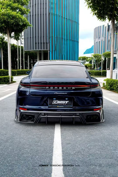 Porsche Panamera 976 Base 4 4S E-Hybird GTS Turbo 2024 with Aftermarket Parts - Rear Diffuser & Canards Pre-preg Carbon Fiber / FRP from CMST Tuning