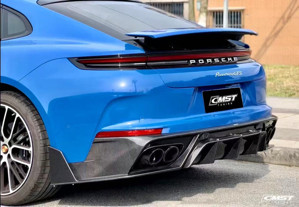 Porsche Panamera 976 Base 4 4S E-Hybird GTS Turbo 2024 with Aftermarket Parts - Rear Diffuser & Canards Pre-preg Carbon Fiber / FRP from CMST Tuning