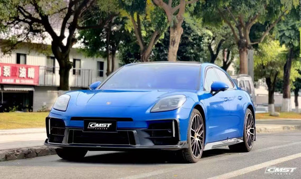 Porsche Panamera 976 Base 4 4S E-Hybird 2024 with Aftermarket Parts - Front Lip Pre-preg Carbon Fiber / FRP from CMST Tuning