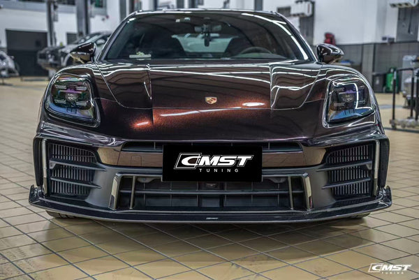 Porsche Panamera 976 Base 4 4S E-Hybird 2024 with Aftermarket Parts - Front Canards Pre-preg Carbon Fiber / FRP from CMST Tuning