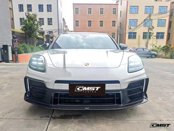 Porsche Panamera 976 Base 4 4S E-Hybird 2024 with Aftermarket Parts - Front Canards Pre-preg Carbon Fiber / FRP from CMST Tuning