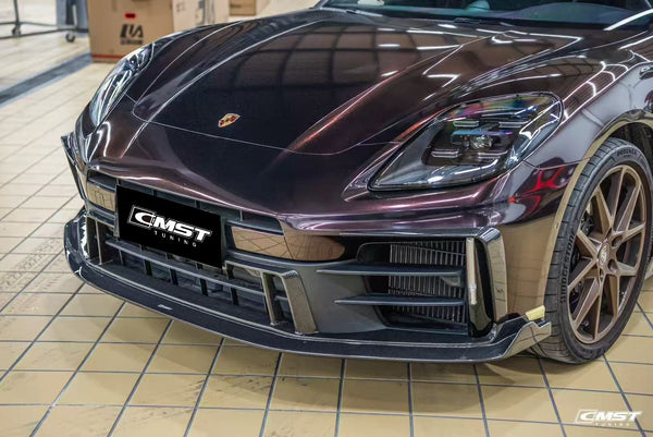 Porsche Panamera 976 Base 4 4S E-Hybird 2024 with Aftermarket Parts - Front Lip Pre-preg Carbon Fiber / FRP from CMST Tuning