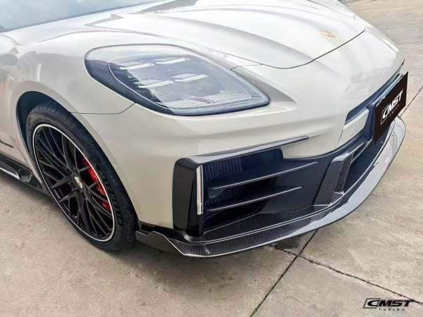 Porsche Panamera 976 Base 4 4S E-Hybird 2024 with Aftermarket Parts - Front Lip Pre-preg Carbon Fiber / FRP from CMST Tuning
