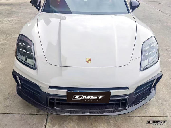 Porsche Panamera 976 Base 4 4S E-Hybird 2024 with Aftermarket Parts - Front Lip Pre-preg Carbon Fiber / FRP from CMST Tuning