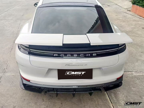 Porsche Panamera 976 Base 4 4S E-Hybird 2024 (suitable for GTS and Turbo if active spoiler is deactivated) with Aftermarket Parts - Rear Spoiler Pre-preg Carbon Fiber / FRP from CMST Tuning