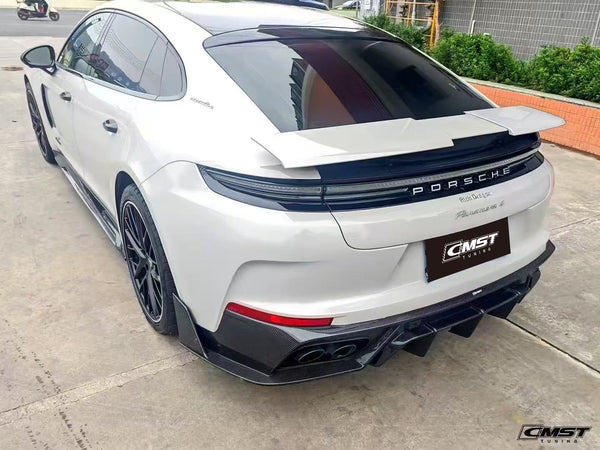 Porsche Panamera 976 Base 4 4S E-Hybird 2024 (suitable for GTS and Turbo if active spoiler is deactivated) with Aftermarket Parts - Rear Spoiler Pre-preg Carbon Fiber / FRP from CMST Tuning