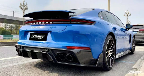 Porsche Panamera 976 Base 4 4S E-Hybird 2024 (suitable for GTS and Turbo if active spoiler is deactivated) with Aftermarket Parts - Rear Spoiler Pre-preg Carbon Fiber / FRP from CMST Tuning