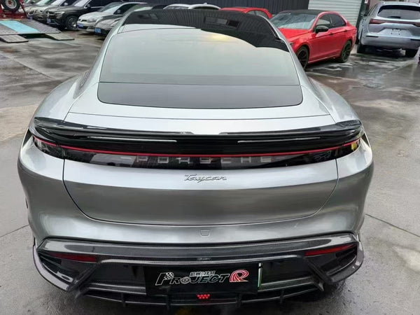 Porsche Taycan 9J1 Sedan RWD/4S/GTS/Turbo/Turbo S 2020-ON with Aftermarket Parts - Vacuumed Carbon & FPR Rear Spoiler from CMST Tuning