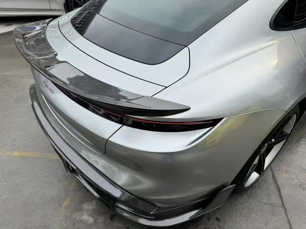 Porsche Taycan 9J1 Sedan RWD/4S/GTS/Turbo/Turbo S 2020-ON with Aftermarket Parts - Vacuumed Carbon & FPR Rear Spoiler from CMST Tuning