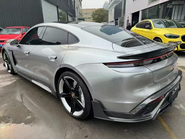 Porsche Taycan 9J1 Sedan/Cross Turismo RWD/4S/GTS/Turbo/Turbo S 2020-ON with Aftermarket Parts - Rear Diffuser & Canards Carbon Fiber / FRP from CMST Tuning