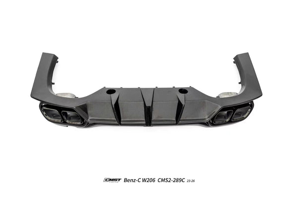 Mercedes Benz C-Class C63 C43 AMG C300 (with sport-package bumper) W206 S206 2021-ON with Aftermarket Parts - Rear Diffuser & Exhaust Carbon Fiber / FRP from CMST Tuning