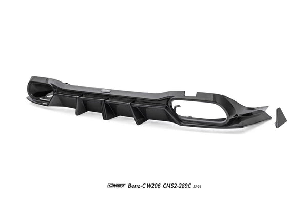 Mercedes Benz C-Class C63 C43 AMG C300 (with sport-package bumper) W206 S206 2021-ON with Aftermarket Parts - Rear Diffuser & Exhaust Carbon Fiber / FRP from CMST Tuning