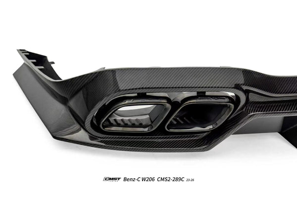 Mercedes Benz C-Class C63 C43 AMG C300 (with sport-package bumper) W206 S206 2021-ON with Aftermarket Parts - Rear Diffuser & Exhaust Carbon Fiber / FRP from CMST Tuning