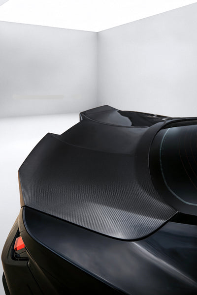 Ford Mustang S650 2.3 Ecoboost 5.0 GT Dark Horse 2024-ON with Aftermarket Parts - Rear Ducktail Trunk Lid Carbon Fiber / FRP from CMST Tuning