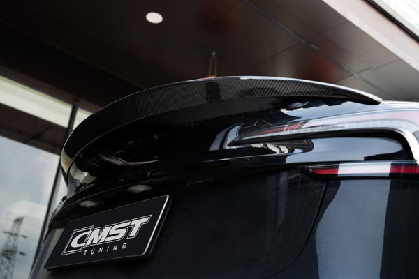 Tesla Model 3 Highland / Performance 2024-ON with Aftermarket Parts - V3 Style Rear Spoiler Carbon Fiber from CMST Tuning