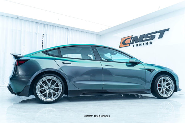 Tesla Model 3 Highland 2024-ON with Aftermarket Parts - V1 Style Carbon Fiber Side Skirts from CMST Tuning