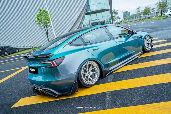 Tesla Model 3 Highland 2024-ON with Aftermarket Parts - V1 Style Carbon Fiber Rear Spoiler from CMST Tuning