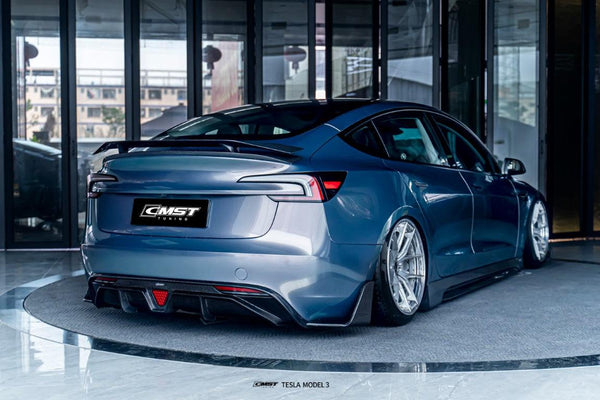 Tesla Model 3 Highland 2024-ON with Aftermarket Parts - V1 Style Carbon Fiber Rear Spoiler from CMST Tuning