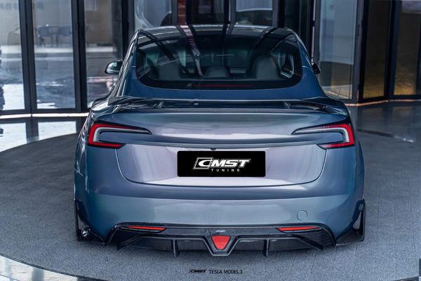 Tesla Model 3 Highland 2024-ON with Aftermarket Parts - V1 Style Carbon Fiber Rear Spoiler from CMST Tuning