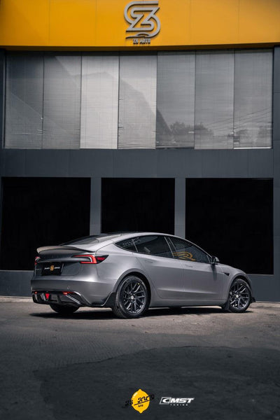 Tesla Model 3 Highland 2024-ON with Aftermarket Parts - V1 Style Carbon Fiber Rear Diffuser & Canards from CMST Tuning