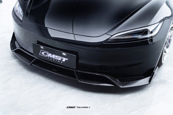 Tesla Model 3 Highland 2024-ON with Aftermarket Parts - V1 Front Lip Carbon Fiber from CMST Tuning