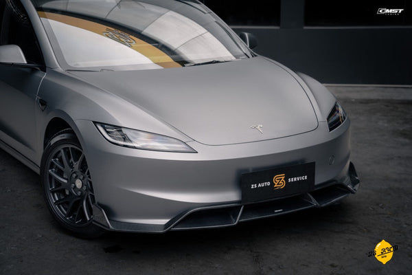 Tesla Model 3 Highland 2024-ON with Aftermarket Parts - V1 Front Lip Carbon Fiber from CMST Tuning