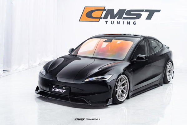 Tesla Model 3 Highland 2024-ON with Aftermarket Parts - V1 Front Lip Carbon Fiber from CMST Tuning