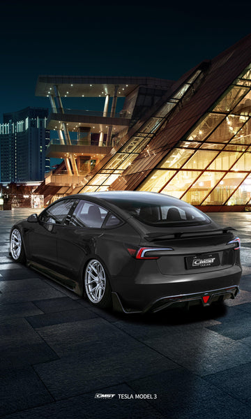Tesla Model 3 Highland 2024-ON with Aftermarket Parts - V1 Style Carbon Fiber Rear Spoiler from CMST Tuning