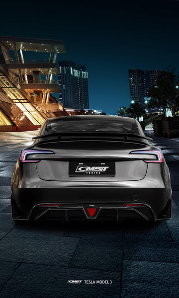 Tesla Model 3 Highland / Performance 2024-ON with Aftermarket Parts - V1 Style Rear Spoiler Carbon Fiber from CMST Tuning