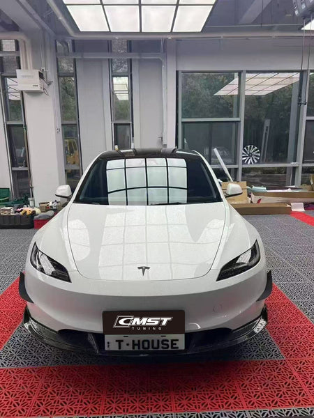 Tesla Model 3 Highland 2024-ON with Aftermarket Parts - V2 Style Front Lip Carbon Fiber from CMST Tuning