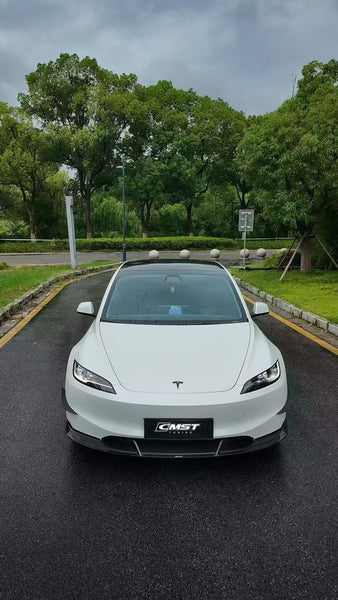 Tesla Model 3 Highland 2024-ON with Aftermarket Parts - V2 Style Front Lip Carbon Fiber from CMST Tuning
