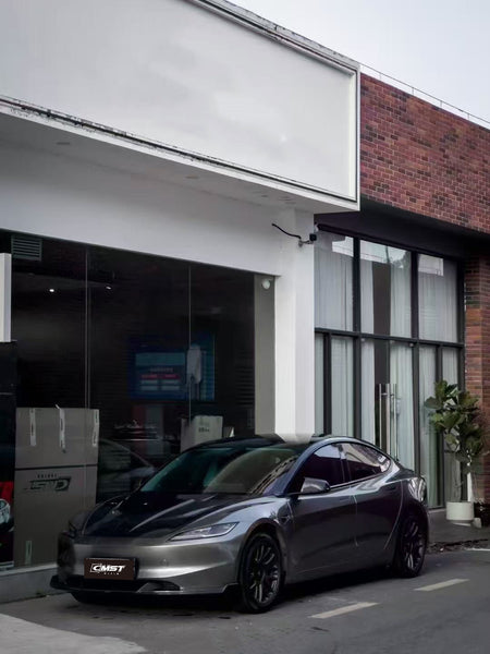 Tesla Model 3 Highland 2024-ON with Aftermarket Parts - V2 Style Front Lip Carbon Fiber from CMST Tuning