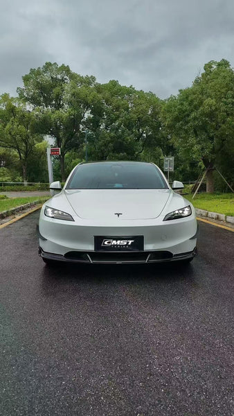 Tesla Model 3 Highland 2024-ON with Aftermarket Parts - V2 Style Front Lip Carbon Fiber from CMST Tuning
