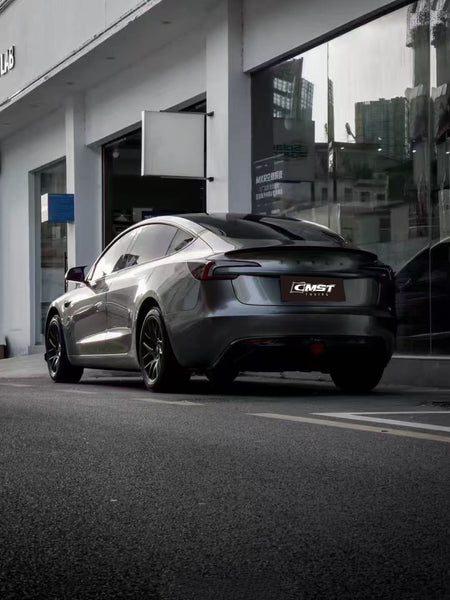 Tesla Model 3 Highland / Performance 2024-ON with Aftermarket Parts - V1 Style Rear Diffuser & Canards Carbon Fiber from CMST Tuning