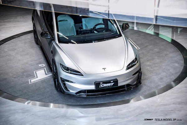 Tesla Model 3 Performance 2024-ON with Aftermarket Parts - V1 Front Lip Carbon Fiber / FRP from CMST Tuning