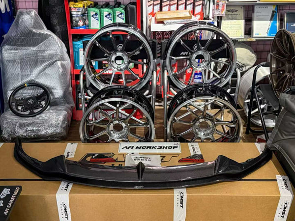 Tesla Model 3 Performance 2024-ON with Aftermarket Parts - V2 Front Lip Carbon Fiber / FRP from CMST Tuning