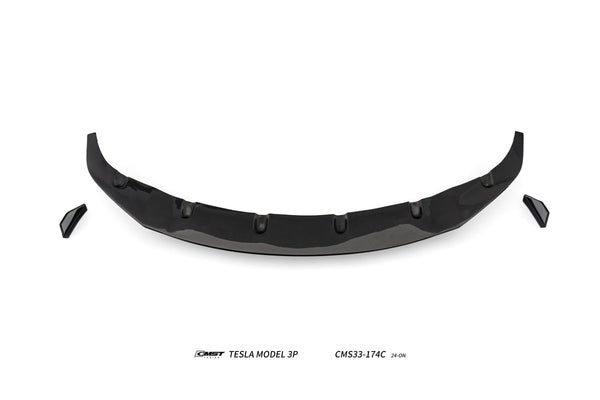 Tesla Model 3 Performance 2024-ON with Aftermarket Parts - V2 Front Lip Carbon Fiber / FRP from CMST Tuning