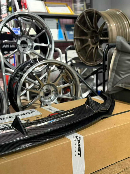 Tesla Model 3 Performance 2024-ON with Aftermarket Parts - V2 Front Lip Carbon Fiber / FRP from CMST Tuning