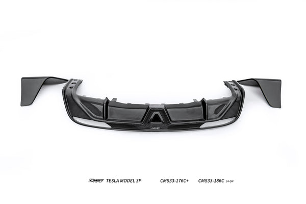 Tesla Model 3 Highland Performance 2024-ON with Aftermarket Parts - V2 Rear Diffuser &  Canards Carbon Fiber / FRP from CMST Tuning