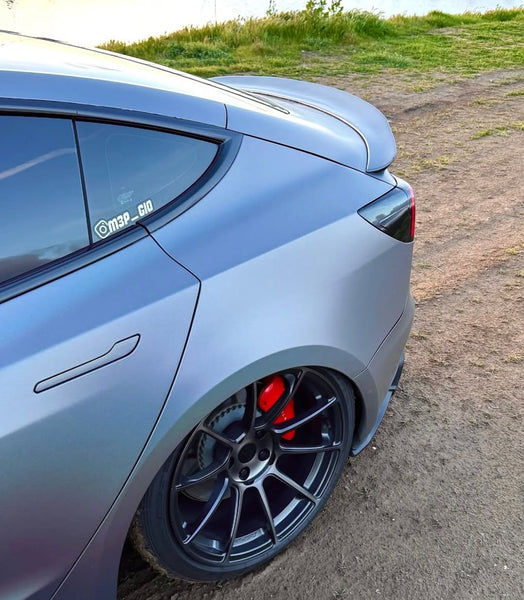 Tesla Model 3 Performance Long Range Standard Base 2017 2018 2019 2020 2021 2022 2023 with Aftermarket Parts - V1 Rear Duck Bill Tail Spoiler Carbon Fiber / FRP from CMST Tuning