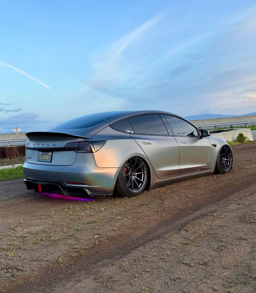 Tesla Model 3 Performance Long Range Standard Base 2017 2018 2019 2020 2021 2022 2023 with Aftermarket Parts - V1 Rear Duck Bill Tail Spoiler Carbon Fiber / FRP from CMST Tuning