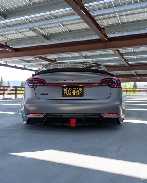 Tesla Model 3 Performance Long Range Standard Base 2017 2018 2019 2020 2021 2022 2023 with Aftermarket Parts - V1 Rear Duck Bill Tail Spoiler Carbon Fiber / FRP from CMST Tuning