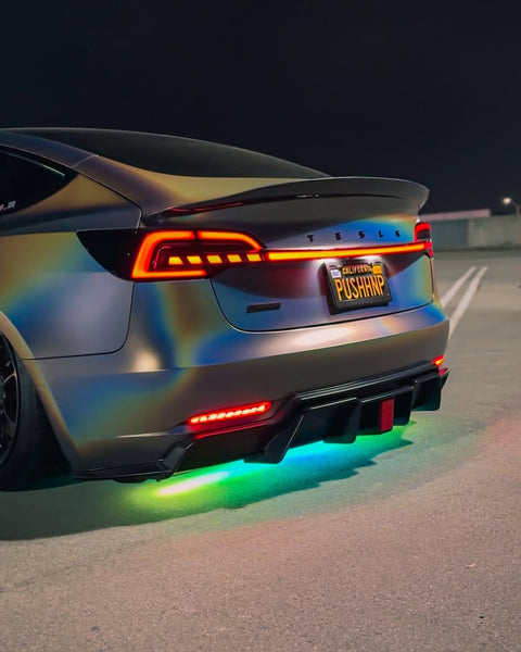 Tesla Model 3 Performance Long Range Standard Base 2017 2018 2019 2020 2021 2022 2023 with Aftermarket Parts - V1 Rear Duck Bill Tail Spoiler Carbon Fiber / FRP from CMST Tuning