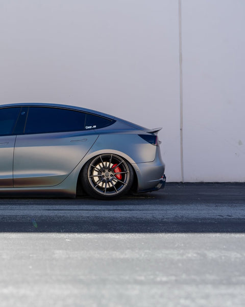 Tesla Model 3 Performance Long Range Standard Base 2017 2018 2019 2020 2021 2022 2023 with Aftermarket Parts - V1 Rear Duck Bill Tail Spoiler Carbon Fiber / FRP from CMST Tuning