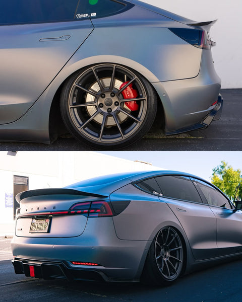 Tesla Model 3 Performance Long Range Standard Base 2017 2018 2019 2020 2021 2022 2023 with Aftermarket Parts - V1 Rear Duck Bill Tail Spoiler Carbon Fiber / FRP from CMST Tuning